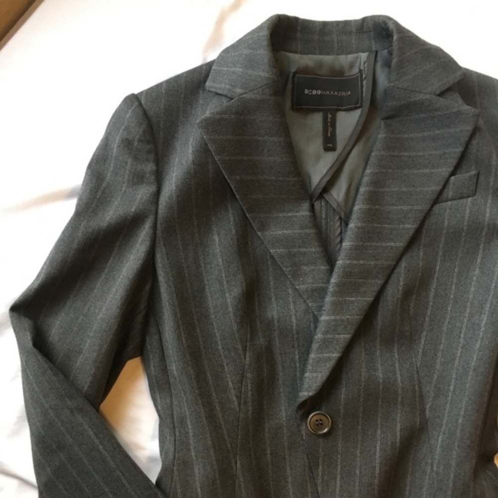 BCBG blazer jacket suit pinstripe size xs